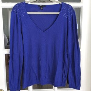Women's XL Long Sleeve Blue Embellished Sweater